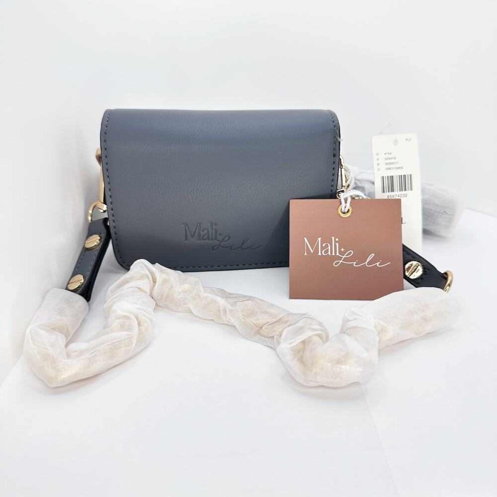 NWT Anthropologie Mali + Lili Tanya Vegan Leather Grey Crossbody Mini Purse Bag